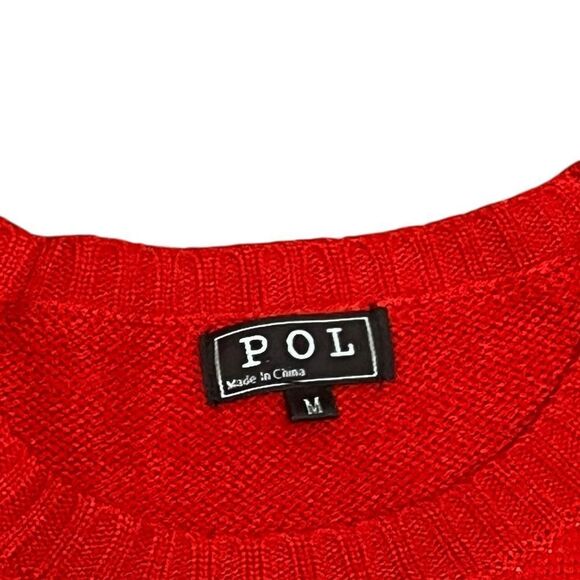 POL Women’s Red Snowflake Crew Neck Sweater, Size M - Picture 3 of 6